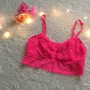 PINK Hot Pink Lacy Bralette